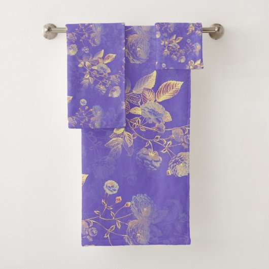 Gele bloemen op Paarse achtergrond Bad Handdoek (Insitu)