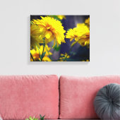 Gele bloemen op zonneschijn canvas afdruk (Insitu (Woonkamer))