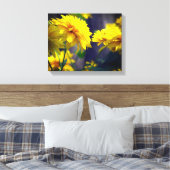 Gele bloemen op zonneschijn canvas afdruk (Insitu (Slaapkamer))