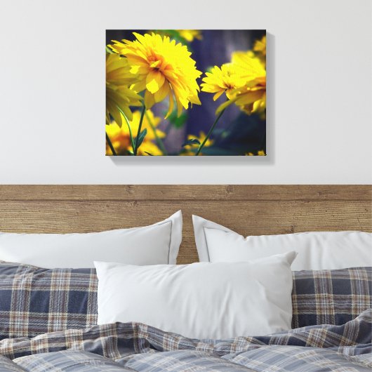 Gele bloemen op zonneschijn canvas afdruk (Insitu (Slaapkamer))