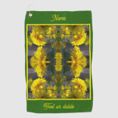 Gele bloemen op zonneschijns-Abstract gepersonalis Golfhanddoek (Voorkant)