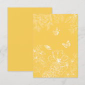 Gele bloemen patroon, bloemen, minimalistisch bedankkaart (Voorkant / Achterkant)