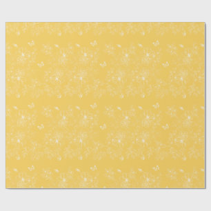 Gele bloemen patroon, bloemen, minimalistisch cadeaupapier