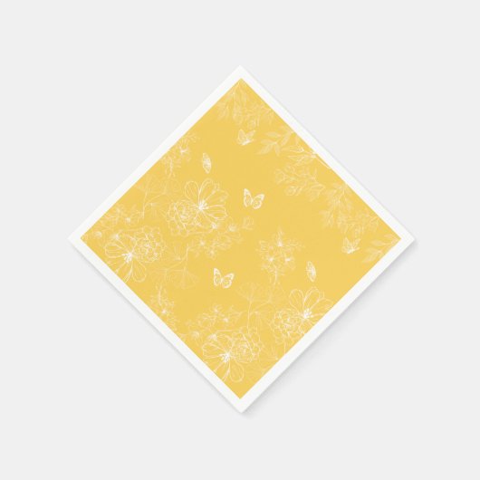 Gele bloemen patroon, bloemen, minimalistisch servet (Hoek)