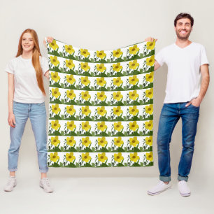 Gele Bloemen Patroon Fleece Deken