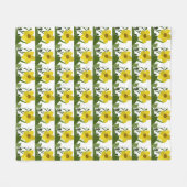 Gele Bloemen Patroon Fleece Deken (Voorkant (Horizontaal))