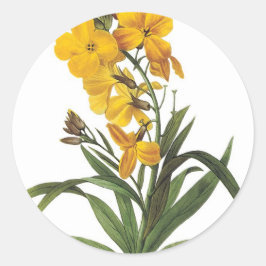 Gele bloemen, Pierre Joseph Redouté Ronde Sticker