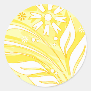 gele bloemen ronde sticker