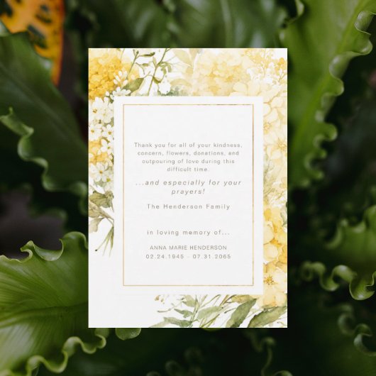 Gele Bloemen Rouw Funeral Bedankt