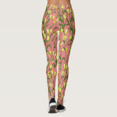 Gele Bloemen Roze Achtergrond  Leggings (Achterkant)