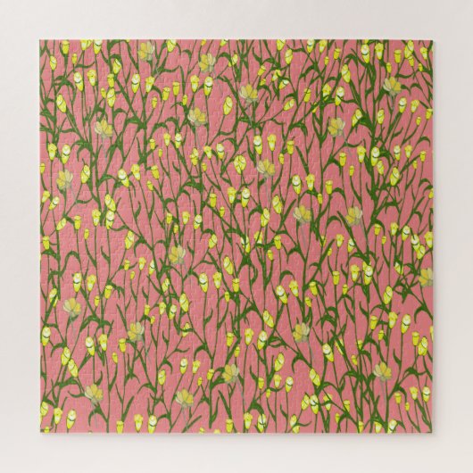 Gele Bloemen Roze Achtergrond  Legpuzzel (Verticaal)