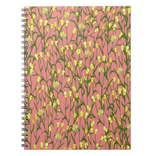 Gele Bloemen Roze Achtergrond  Notitieboek