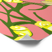 Gele Bloemen Roze Achtergrond Poster (Hoek)