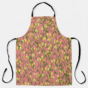 Gele Bloemen Roze Achtergrond  Schort