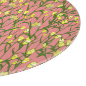 Gele Bloemen Roze Achtergrond  Snijplank (Hoek)