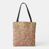 Gele Bloemen Roze Achtergrond Tote Bag (Achterkant)