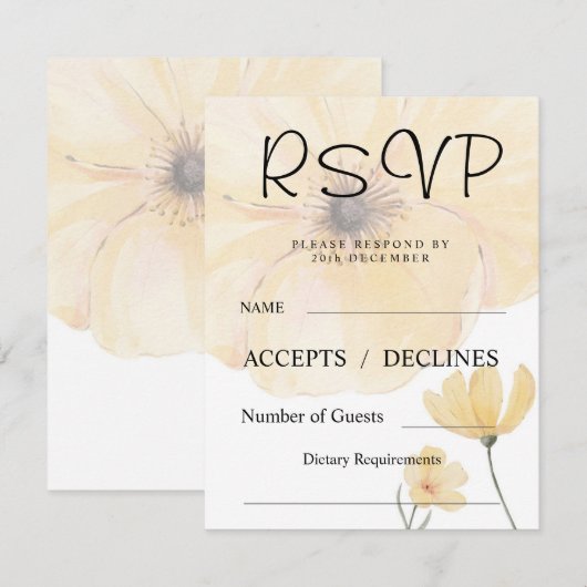  Gele Bloemen RSVP Kaart (Voorkant / Achterkant)