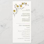  Gele Bloemen Rustieke Huwelijk Programmakaart (Voorkant)