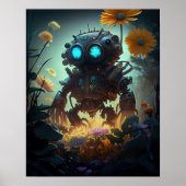 Gele Bloemen Sci-fi Robot Poster (Voorkant)