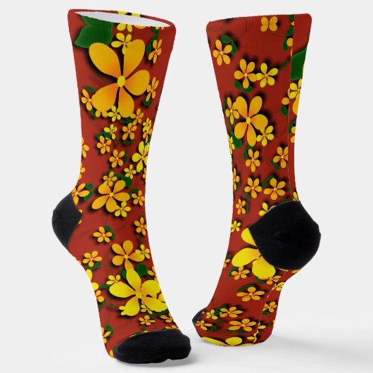 Gele Bloemen Sokken (Gebogen)