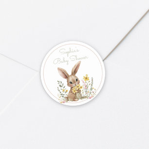 Gele Bloemen Somebunny Op Weg Baby Shower Ronde Sticker