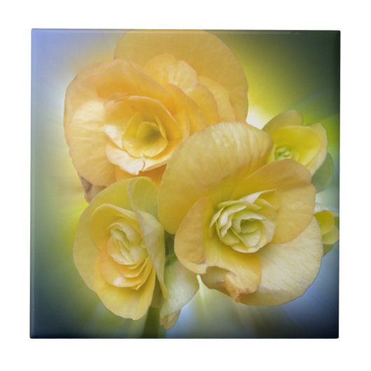 gele bloemen tegeltje (Voorkant)