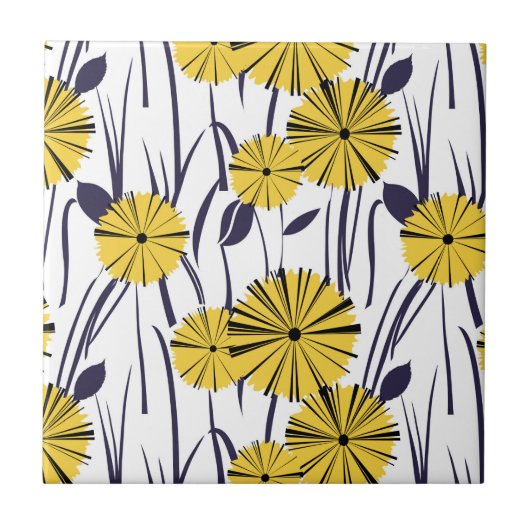 Gele bloemen tegeltje (Voorkant)