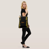 Gele bloemen tote bag (Op model)
