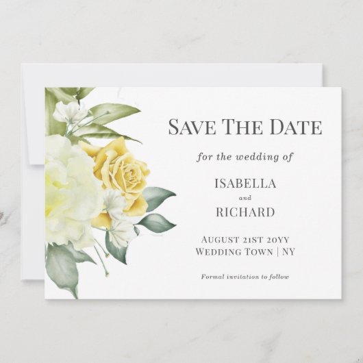 Gele bloemen | Trouwkaart Save The Date (Voorkant)