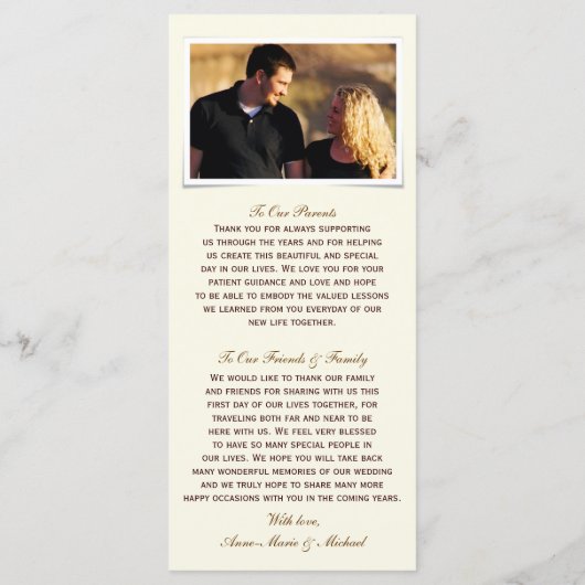 Gele Bloemen Trouwprogramma Foto Keepsake Programmakaart (Achterkant)