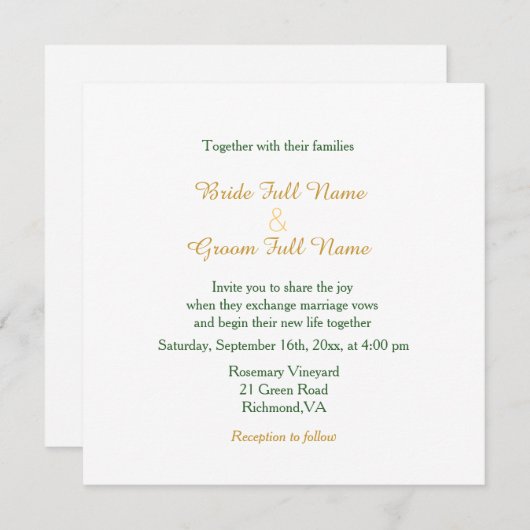  gele bloemen trouwuitnodiging. Redoute Kaart (Voorkant / Achterkant)