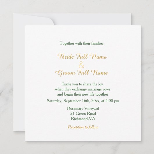  gele bloemen trouwuitnodiging. Redoute Kaart (Voorkant)