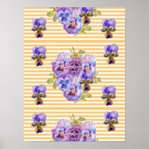 Gele bloemen van Pansy Shabby Chic Poster