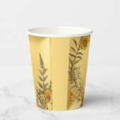 Gele Bloemen Varen Groen Elegant Papieren Bekers (Links)