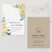 GELE BLOEMEN VERJAARDAG CADEAU KETTING OORBEL KAAR PLAATSKAARTJE (Voorkant / Achterkant)