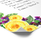 Gele Bloemen | Violets Tafelnummer Zitbord Poster (Hoek)