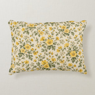 Gele bloemen voor een vintage cottage accent kussen