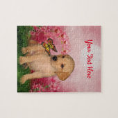 Gele bloemen voor papavervlinder, gepersonaliseerd legpuzzel (Horizontaal)