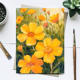 Gele Bloemen Waterverf Bloemveld Kaart