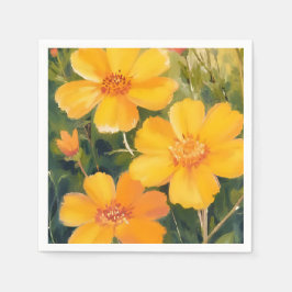 Gele Bloemen Waterverf Bloemveld Servet