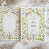  Gele Bloemen Waterverf bruiloft Kaart