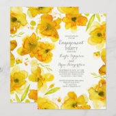Gele Bloemen Waterverf Engagement Party Kaart (Voorkant / Achterkant)