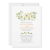 Gele Bloemen Waterverf Huwelijksuitnodigingen