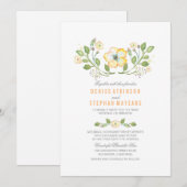 Gele Bloemen Waterverf Huwelijksuitnodigingen Kaart (Voorkant / Achterkant)