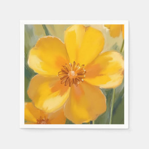 Gele Bloemen Waterverf Lente Schilderij Bloemstuk Servet