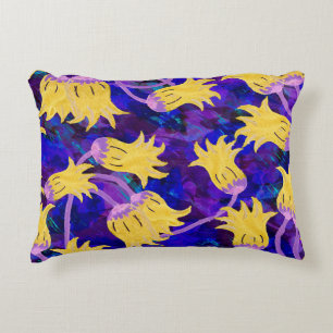Gele bloemen waterverf naadloos patroon accent kussen