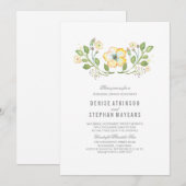 Gele bloemen Waterverf repetitie diner Kaart (Voorkant / Achterkant)