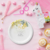 Gele Bloemen Waterverven Trouwpapier Bord (Feest)