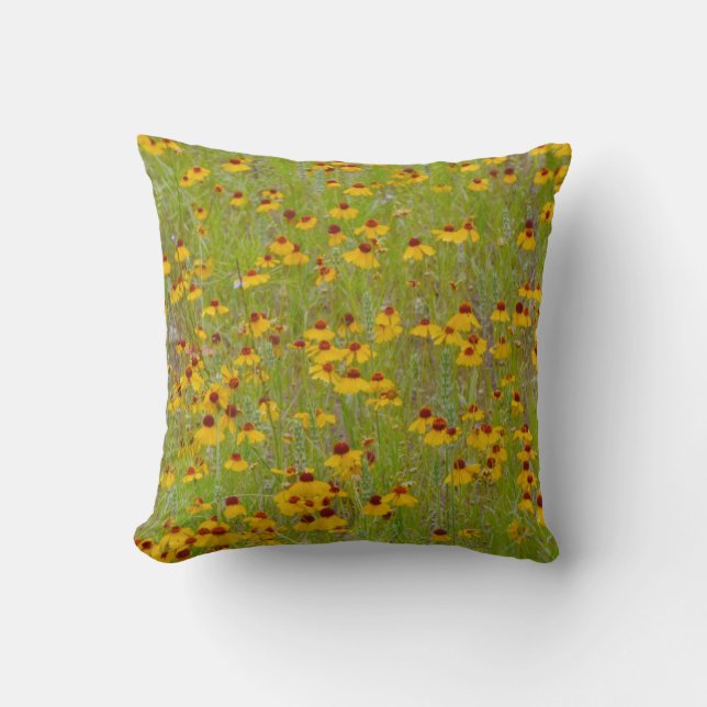 Gele bloemen Wilde bloem Art Pillow Kussen (Voorkant)