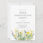 Gele Bloemen Wildflower Graduation Party Kaart (Voorkant)